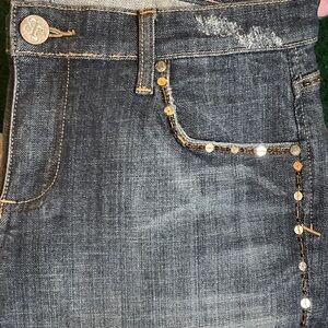 See Thru Soul High Rise Black Jeans with Sequin and Beads Trim 30